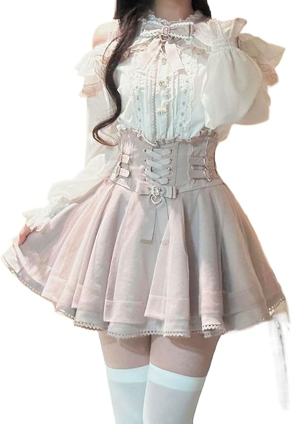 Jirai Kei Skirt Set Jfashion Gyaru Cutecore Lolita Kawaii Vkei Clothes Decora Fashion Shoujo Girl Jojifuku Mori Kei
