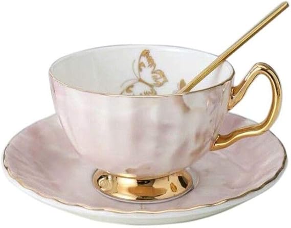 Bone China Cup and Saucer Set- Butterfly and Elegance (Pink)