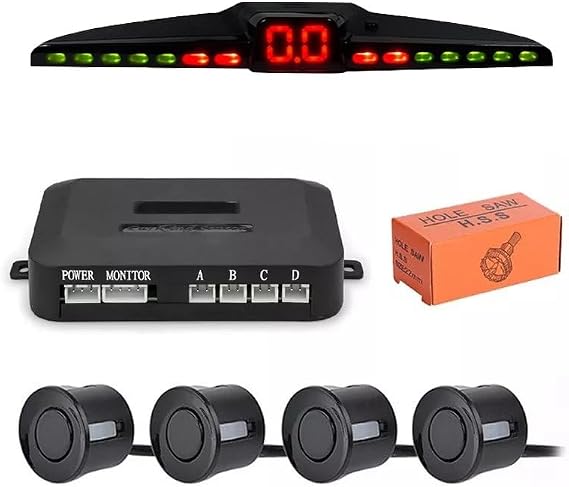 Renkli Dijital Ekranlı Araç Park Sensörü Sesli 22mm Siyah PS03