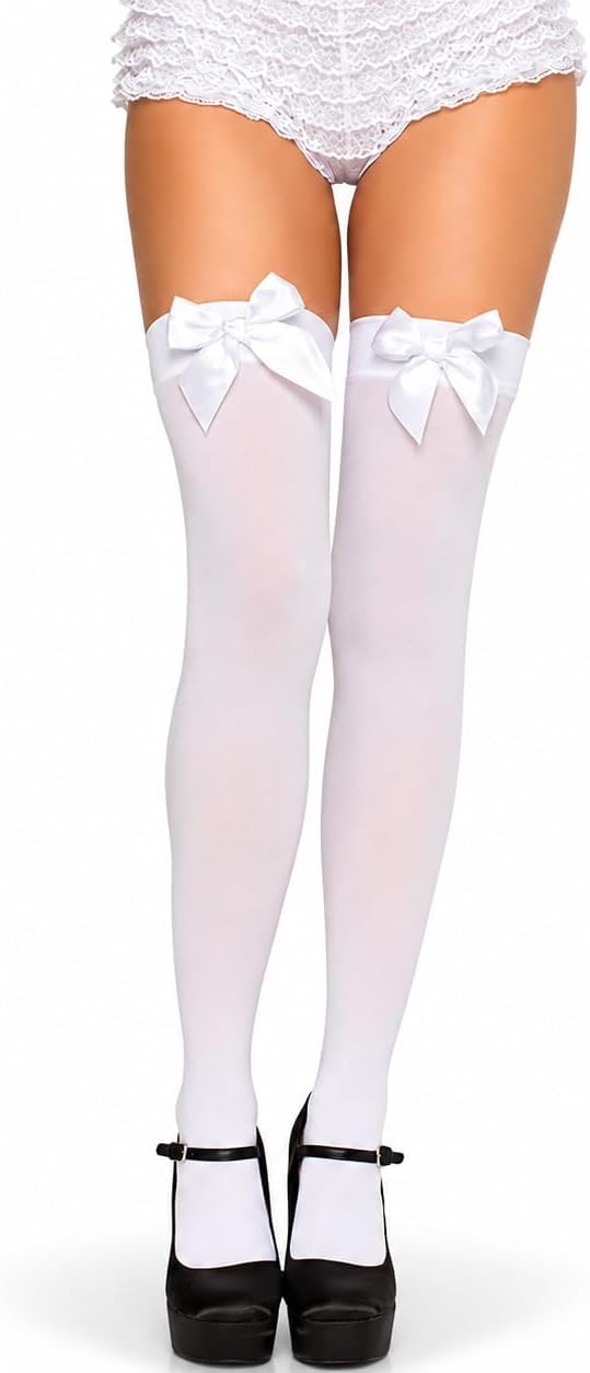 Leg Avenue Women's Satin Bow Accent Thigh Highs