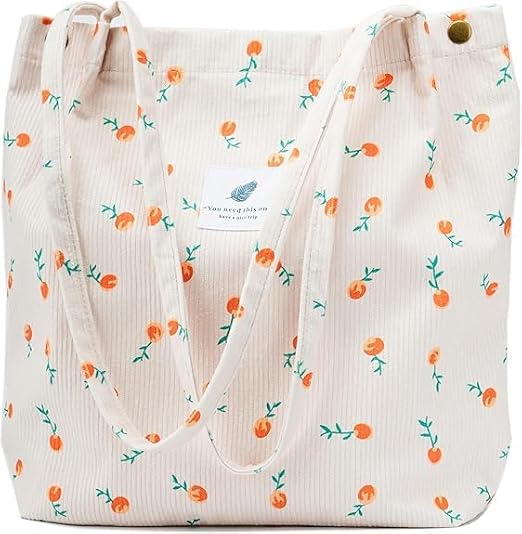 Canvas Tote Bag for Women, Large Capacity Corduroy Quilted Tote Bag with Inner Pockets, Durable Stylish ,Reusablee