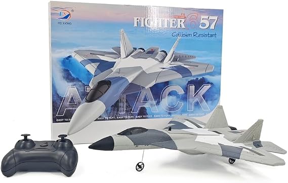 SU-57 RC Airlane 2.4GHz 2 Channels EPP Foam Remote Control Fighter Easy to Fly RC Aircraft Toys for Kids, Adults and Beginners with 3 Batteries