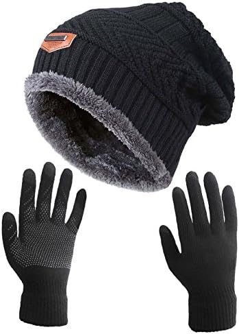 Winter Slouchy Beanie Gloves for Women Knit Hats Skull Caps Touch Screen Mittens