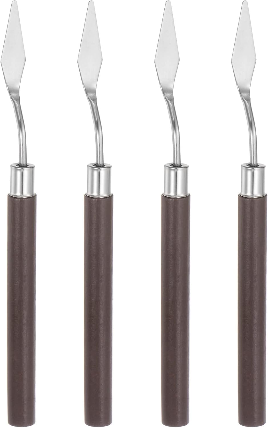 HARFINGTON 4pcs No.7 Palette Knives 10mm Width Stainless Steel Small Pointy Spatula Painting Pallet Knife with Wood Handle for Oil Acrylic Canvas Mixing Spreading, Red
