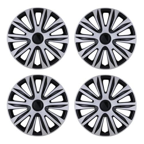 Winjet 13 Hubcap Wheel Rim Covers Silver Lacquer & Black Lacquer Universal Hub Caps for Cars Trucks Exterior Accessories Pack of 4 13 inch, Silver Lacquer & Black Lacquer