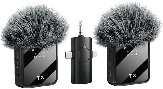 HEARTZ wireless microphone kablosuz yaka mikrofonu video youtube tiktok canlı yayın stüdyo mikrofon (F11-2 TÜYLÜ İKİLİ VLOG LİVE SHOW)