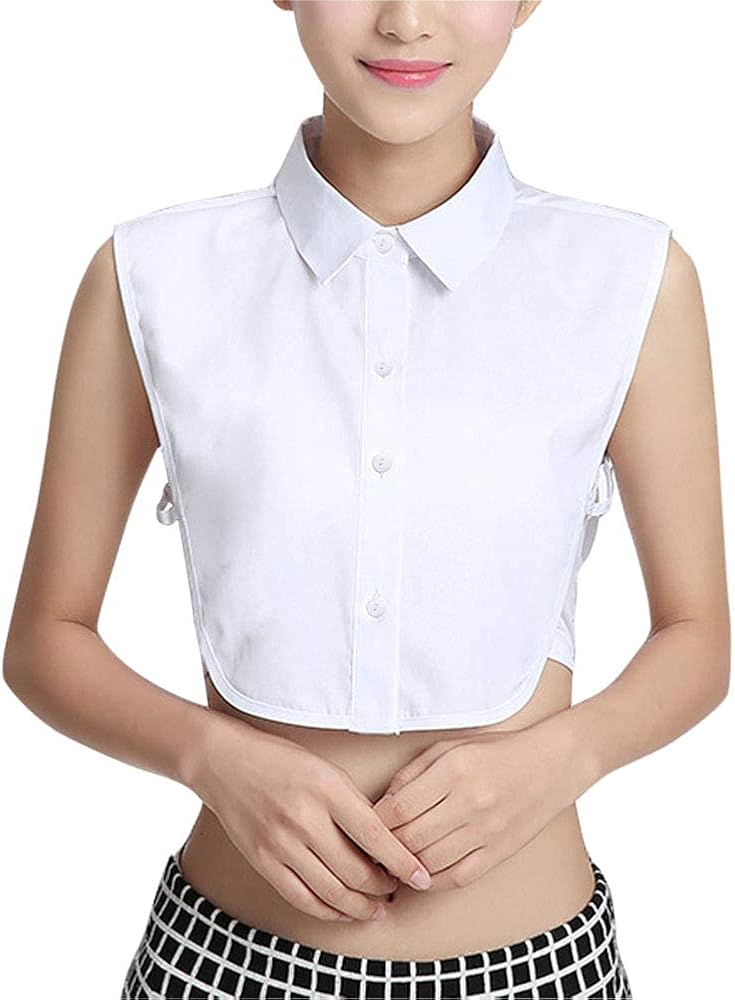 Womens Fake Collar Half Shirt Detachable Shirt Dickey False Collar Blouse Neckband White