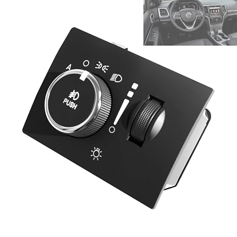 Headlight Fog Light Switch with Panel Dimmer Control Compatible with Jeep Grand Cherokee 2014-2022, OE #68142242AA 8258718AA
