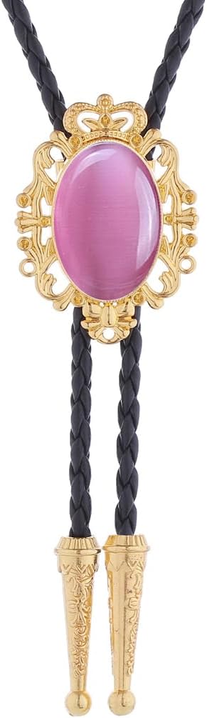 GelConnie Bolo Tie for Men Western Cowboy Crown Bolo Tie for Women Native American Leather Bolo Tie Necktie Stone Wedding Necklace