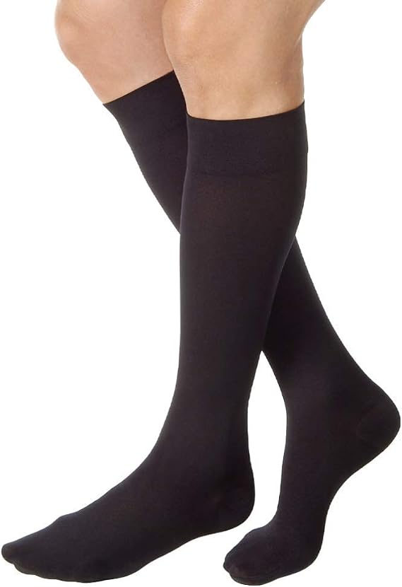 JOBST Relief Knee High Graduated Compression Socks, 15-20 mmHg - Comfortable Unisex Design - Closed Toe, Black, X-Large Full Calf