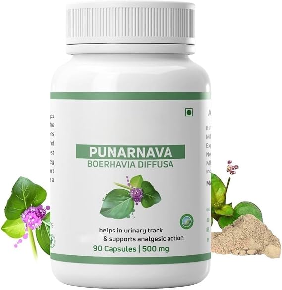 Punarnavas Capsules - Natural Diuretic and Urinary Tract and Kidney Health Support - 60 Capsules