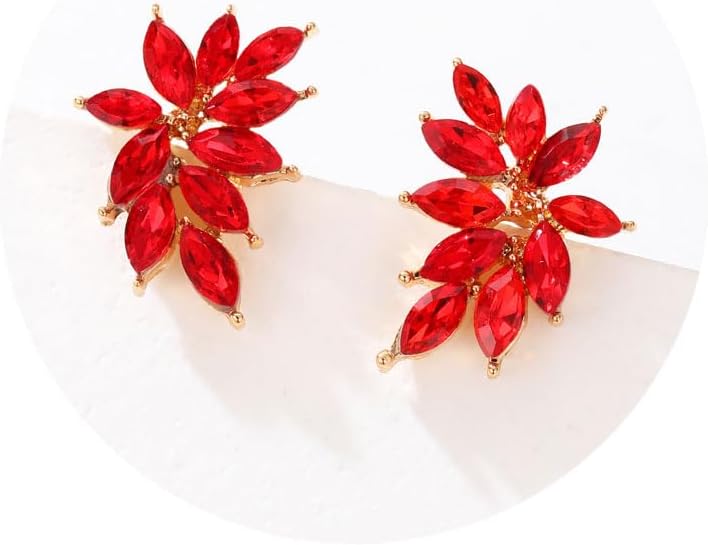 Small Rhinestone Earring Stud for Women Dainty Marquise Crystal Cluster Wedding Earring