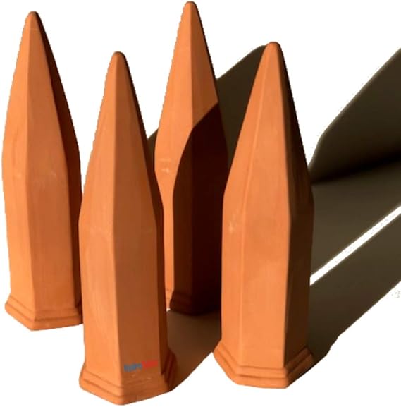 ClaySpike (4-Pack) Plant Terracotta Watering Spikes Kit for Outdoor Pot. 7 Inch Extra Long Stakes. Terra Cotta Self Automatic Slow Hydro Drip Irrigation System. Glass Wine Bottle Waterers