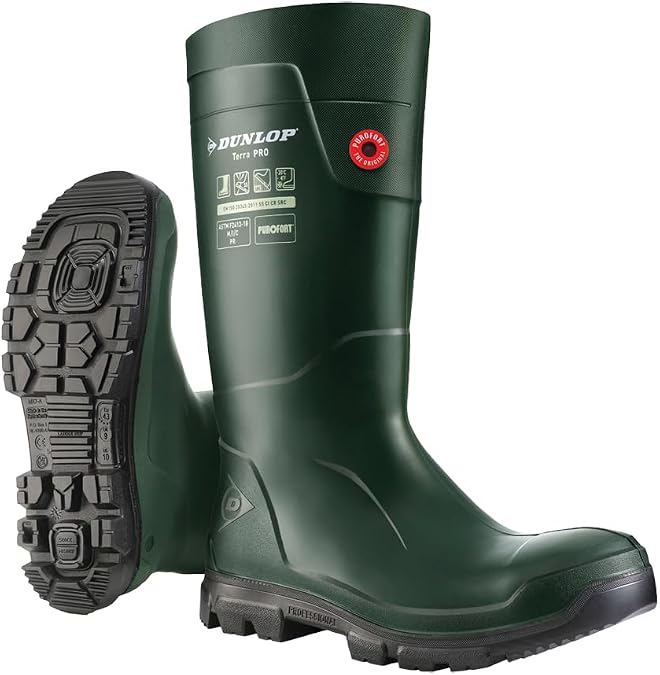 DUNLOP Purofort TerraPRO Full Safety Work Wellies, Green, UK 9