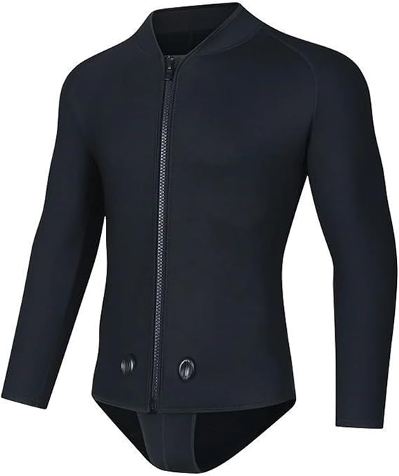 Wetsuit 3MM Neoprene Hooded Wetsuit Men Two Pieces Separate Set Diving Suit Scuba Spearfishing(Front open top,L)