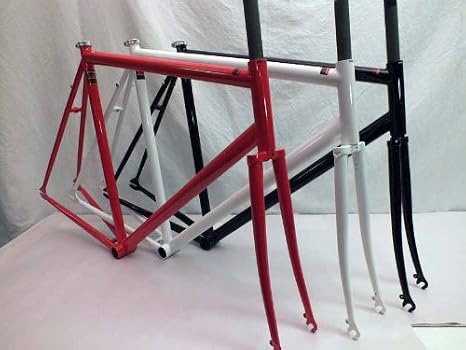 Unbranded Kilo TT Stripper Track Single Speed Frame & Fork Reynolds Cro Moly Steel (White Splash, 47cm)