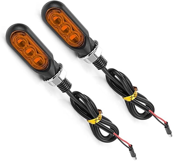 Motorcycle Mini LED Turn Signal Lights Amber Flowing Directional Signal Lamp Intermitentes(2pcs Amber)
