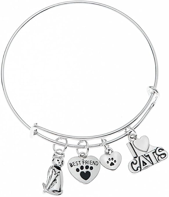 Infinity Collection Kitty Cat Charm Bracelet - Paw Bracelet, Cat Lover Gifts