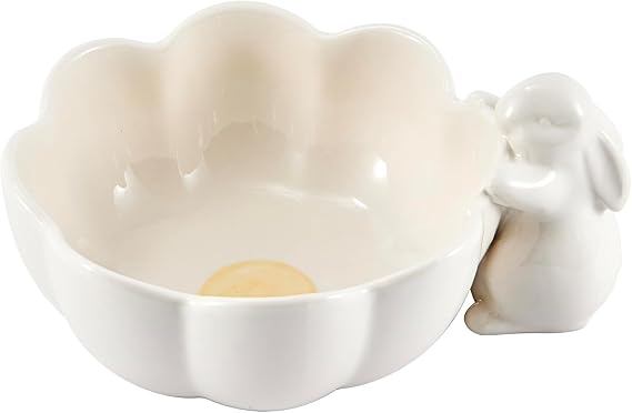 Bico White Easter Bunny Ceramic Candy Bowl, Handcrafted, Microwave & Dishwasher Safe, for holding Sauce, Jam, Treats