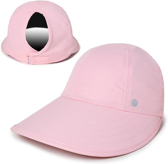 Ponyflo Womens Sunblocker UPF 50 Wide Brim Ponytail Sun Hat