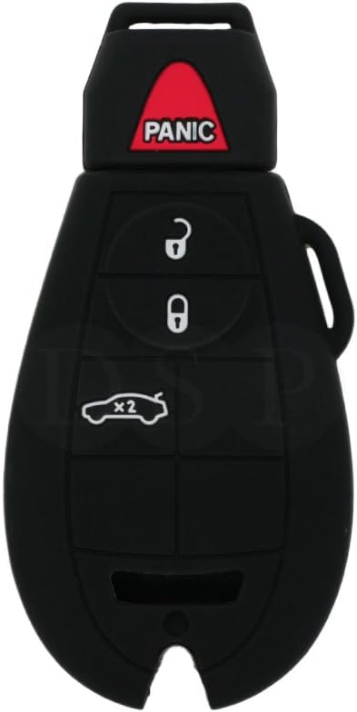 Silicone Cover Protector Case Holder Skin Jacket Compatible with DODGE JEEP CHRYSLER 4 Button Smart Remote Key Fob CV4752 Black