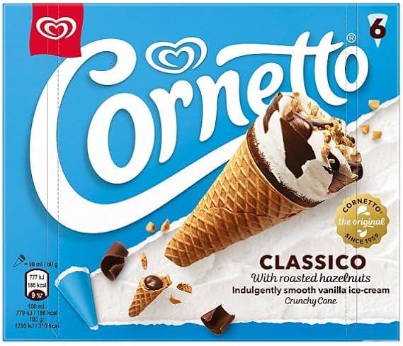 Cornetto Classico Ice Cream Cones 6 x 90ml | Case of 6