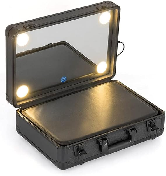 Makeup Artist Suitcase Beauty Nail Box with LED Light Travel Cosmetics Organizer Tool