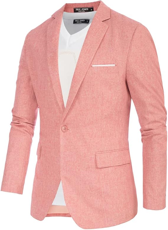 PJ PAUL JONES Men's Casual One Button Suit Blazer Jacket Sport Coat