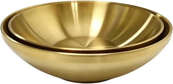 Gold Decorative Bowls, Set of 2, 7.8" & 8.6" Metal Key Bowl for Entryway Table, Fruit Bowl & Candy Dish for Kitchen Counter, Versatile Catch All Bowl, Modern Centerpiece Home Decor Accent