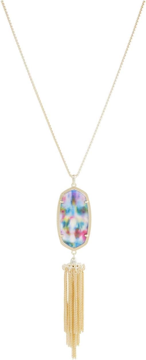 Kendra Scott Rayne Necklace Gold Teal Tie-Dye Illusion One Size