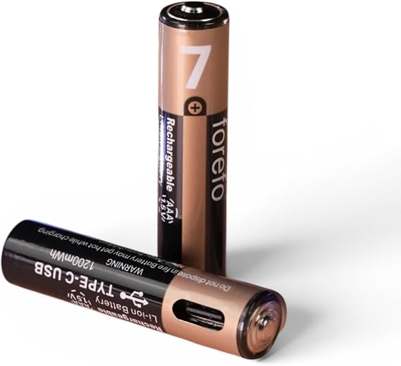 USB Type-C Şarjlı AAA Pil 1.5V 1000+ Kez Şarj Edilebilir Lityum Pil İnce Pil (2’li Paket)