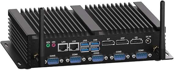 WEIDIAN Fanless Industrial Mini PC Core i7 8550U Win11 Mini Desktop Computer 32GB RAM 1TB SSD, 6xCOM(RS232 RS485) 4K 3xDisplays(HD+DP+EDP) 2xLAN 8xUSB LPT WiFi&BT Linux Wake On LAN Auto Power On