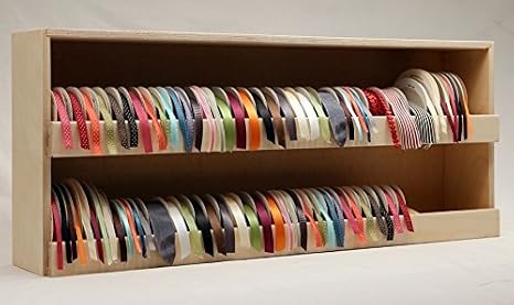 Stamp-n-Storage 33 Inch Ribbon Shelf, Wall Mount - Wooden Ribbon Spool Storage Shelf, Spools up to 5 Inch - Birch Plywood,