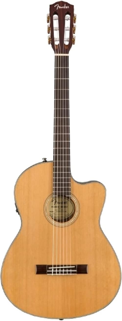 Fender CN-140SCE Thinline Concert Nylon String Acoustic Guitar, Natural, with Case