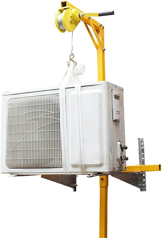 Air Conditioner Outside Installation Lifting Tool Stainless Steel Triangle Air Conditioner Bracket Pulley Rope for Air Conditioning Install (Bracket & Pulley & 10M Rope)