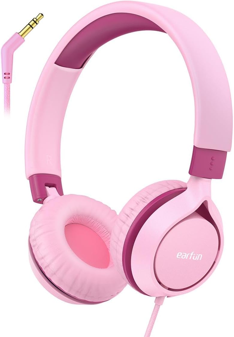 EarFun S1 Kablolu Kulaküstü Çocuk Kulaklık - Ayarlanabilir Kafa Bandı - Okul/seyahat/erkek/kız Çocuklar/bilgisayar/tablet Için Taşınabilir - Pembe