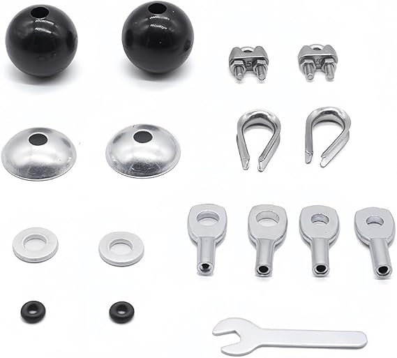 Cable Attachments for Gym Wire Rope Connector Kit for 5mm/6mm Pulley Machine Steel Plastic Non-Slip Clamp for Lat Pulldown Repair For 5mm Cable