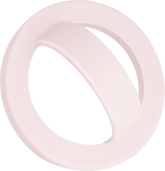 Magnetic Silicone Ring Grip Phone Holder, Rotating Finger Loop Ring Grip Holder, Soft and Portable, Strong Magnetic Attraction, Compatible with Magsafe Phone Case (Light Pink)