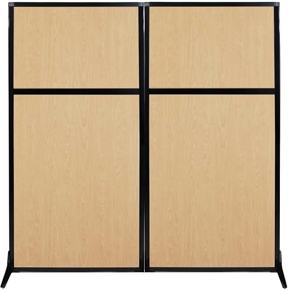 Versare Workstation Partition | Portable Wall Divider | Modern Office Cubicle | Free Standing Privacy Screen | Flexible Work Space | 66" x 70" Natural Maple Wood Grain Panels No Window