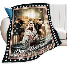 Christian Jesus Blanket Christ Jesus Lion Decor Throw Blanket Lion of Judah Blanket Gifts for Girls Boys Winter Bedding Super Warm Soft Plush Fleece Flannel Blanket for Kids Adults Men Women 50"X40"