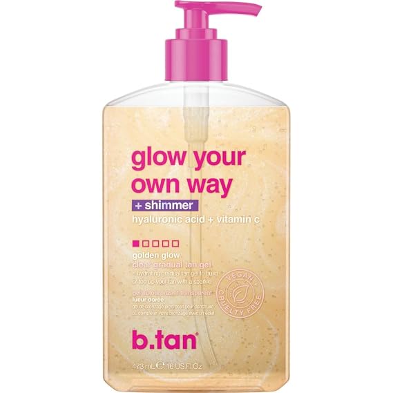 b.tan Medium Clear Self Tanning Gel - Glow Your Own Way Shimmer Gradual Tan