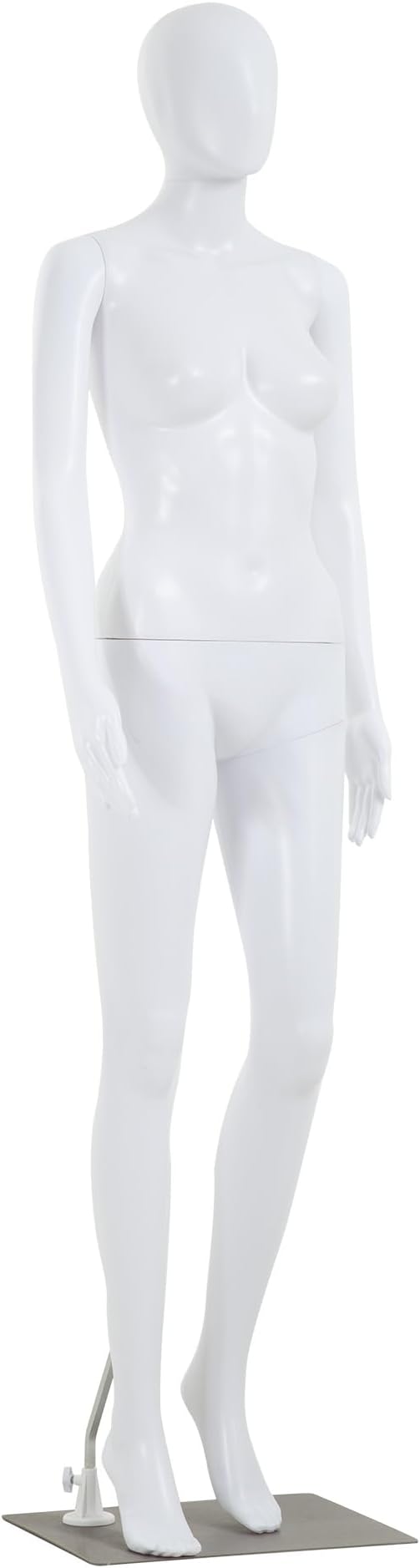 Female Full Body Retail Mannequin 69 inches Sewing Mannequin Polypropylene (PP) Material Mannequin Torso Detachable Stand Head Arm Rotation Metal Base for Display Clothing,White
