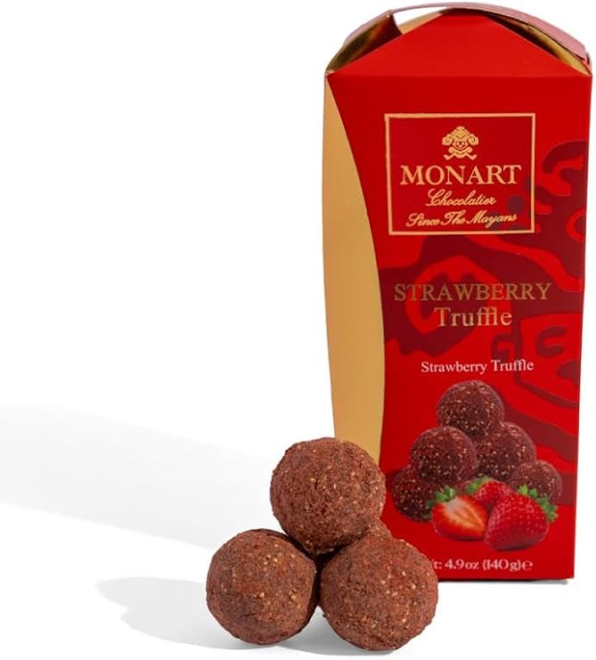 Monart Chocolatier Strawberry Truffle Chocolate – Smooth Strawberry Truffle Filling – Premium Gourmet Chocolate – Luxury Gift Sweet – 140g