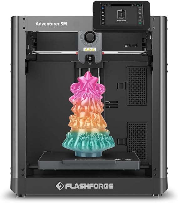 FLASHFORGE Adventurer 5M 3D Printer, 600mm/s Max Speed 3D Printer Automatic Leveling, Core XY Structure, Vibration Compensation, Large Print Size 220 x 220 x 220mm Ready to Use