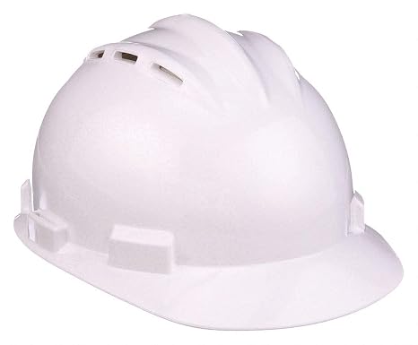 Series White Vented Safety Cap With 4 Point Ratchet Headgear And Cotton Browpad