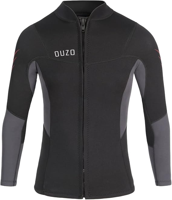 Wetsuit Top Men 3mm Neoprene Front Zip Dive Jacket Surf Snorkel Scuba