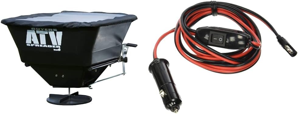 Buyers Products ATVS100 ATV All-Purpose Broadcast Spreader 100 lbs. Capacity with Rain Cover, Black & Master Plug Wire Harness-18 Gauge, 8 feet Length, 8 feet Length, RedBlack