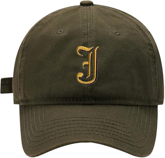 Men's Baseball Cap Embroidered Old English J Adjustable Dad Hat