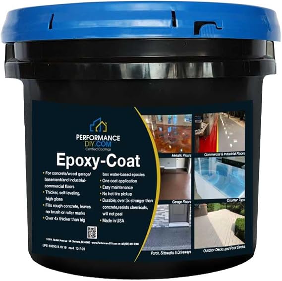 PerformanceDIY Certified Half Kit Epoxy Floor Coating-Beige Base With Blue Gray Blend 1/4" flakes-Full Flake Coverage, Covers 250 sq. ft. -For Garage,Basement,Patio,Commercial Floors,Concrete-Non-Toxic
