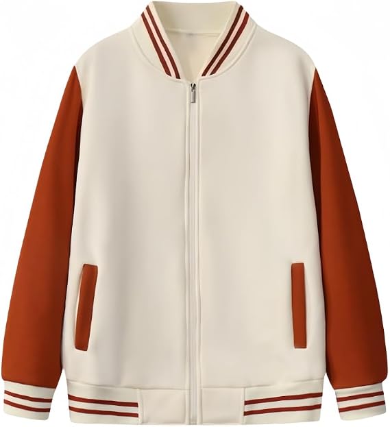Sulozom Mens Lightweight long sleeve Jacket Casual Bomber Jacket Varsity Coat with Pockets